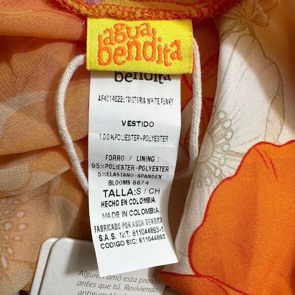 NWT Agua Bendita Victoria White Funky Bloom Floral Maxi Dress Multi Small Resort - Picture 13 of 16